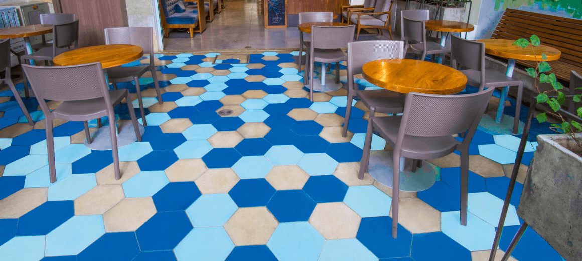 Obra con mosaico hexagonal, foto 6